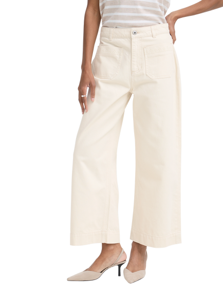 ICHI Olia Cropped Wide Leg Jeans, Birch, Birch