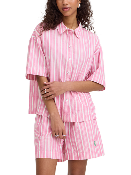 ICHI IhIndra Striped Boxy Fit Shirt, Wild Orchid, Wild Orchid