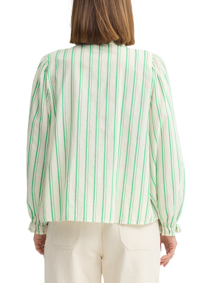 ICHI Ihjovil Striped Gathered Yoke Blouse, Greenbriar - view 2, Greenbriar
