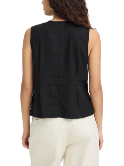 ICHI Ihlinno Linen Blend V-Neck Sleeveless Blouse, Black - view 2, Black