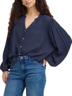 ICHI Ihmarrakech Balloon Sleeve Blouse, Total Eclipse, Total Eclipse