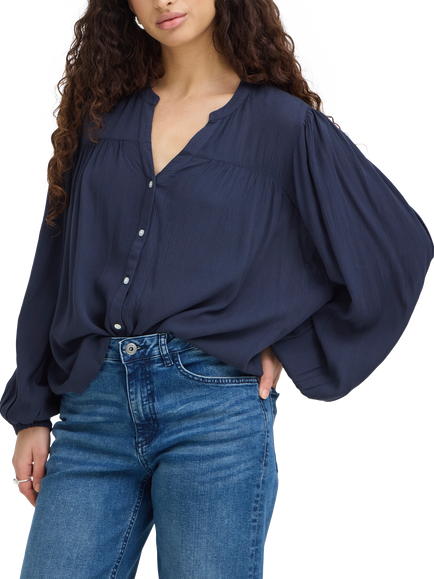 ICHI Ihmarrakech Balloon Sleeve Blouse, Total Eclipse, Total Eclipse