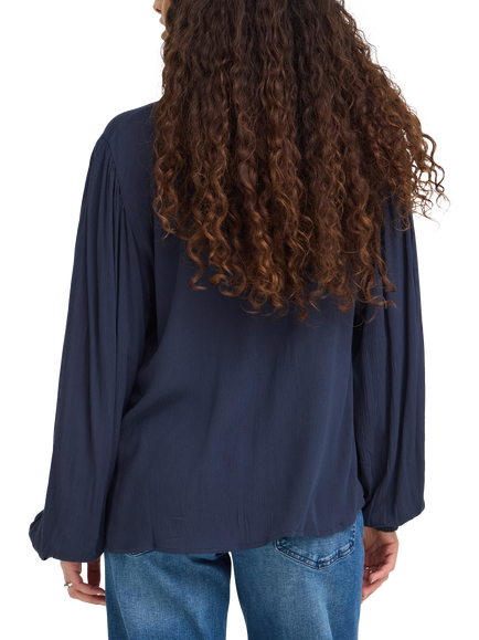 ICHI Ihmarrakech Balloon Sleeve Blouse, Total Eclipse - view 2, Total Eclipse