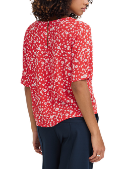 ICHI Ihmarrakech Floral Print V-Neck Top, Fiery Red - view 2, Fiery Red