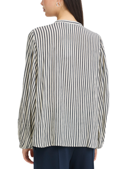 ICHI Marrakech Stripe Balloon Sleeve Blouse, Total Eclipse/Multi - view 2, Total Eclipse/Multi