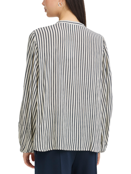 ICHI Marrakech Stripe Balloon Sleeve Blouse, Total Eclipse/Multi - view 2, Total Eclipse/Multi