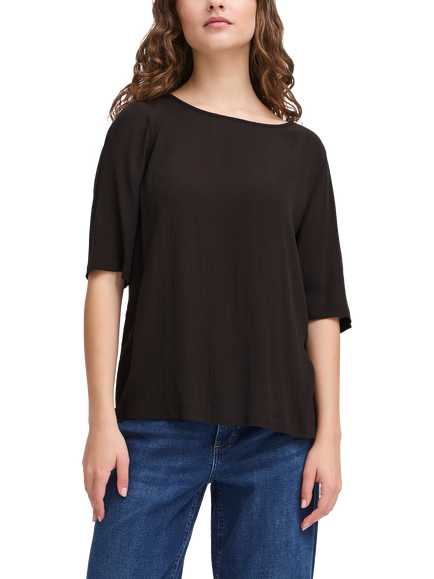 ICHI Ihmarrakech Boat Neck Blouse, Black, Black