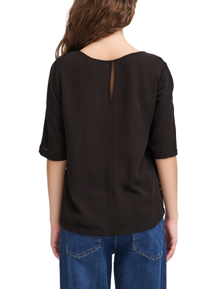 ICHI Ihmarrakech Boat Neck Blouse, Black - view 2, Black