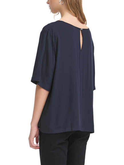 ICHI Ihmarrakech Boat Neck Blouse, Total Eclipse - view 2, Total Eclipse