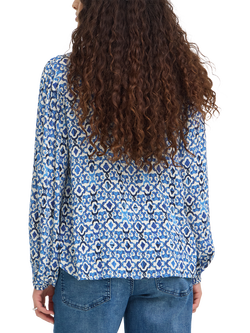 ICHI Ihmarrakech Ikat Balloon Sleeve Blouse, Sodalite Blue/Multi - view 2, Sodalite Blue/Multi