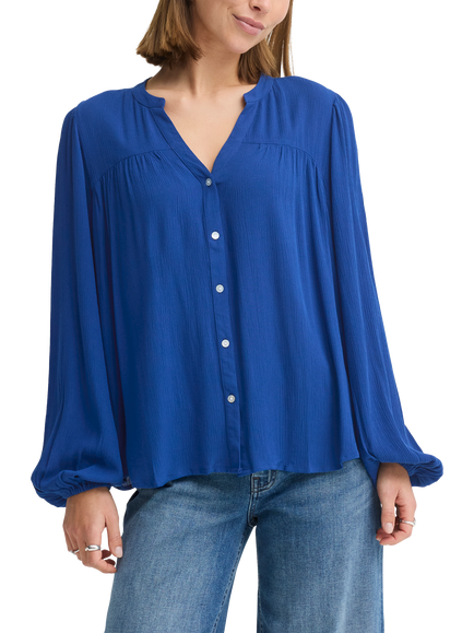 ICHI Ihmarrakech Balloon Sleeve Blouse, Sodalite Blue, Sodalite Blue