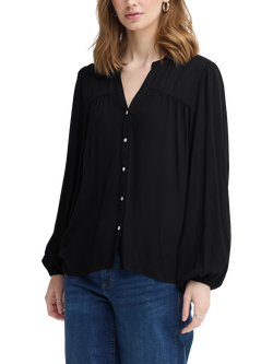 ICHI Ihmarrakech Balloon Sleeve Blouse, Black, Black