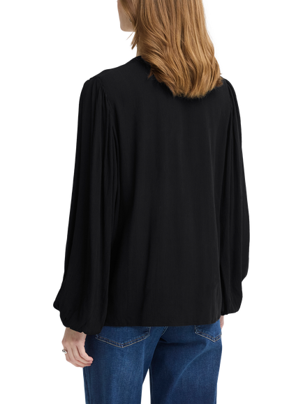 ICHI Ihmarrakech Balloon Sleeve Blouse, Black - view 2, Black