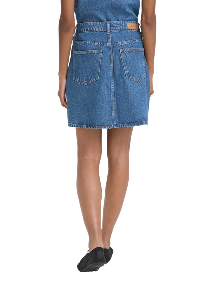 ICHI Ihpamila Denim Button Front Mini Skirt, Medium Blue - view 2, Medium Blue