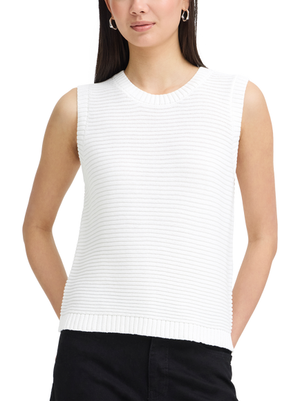 ICHI Ihdotties Tie Back Sleeveless Knit Top, Cloud Dancer, Cloud Dancer