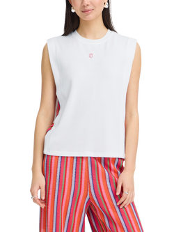 ICHI Ihlibella Side Stripe Detail Vest Top, Cloud Dancer, Cloud Dancer