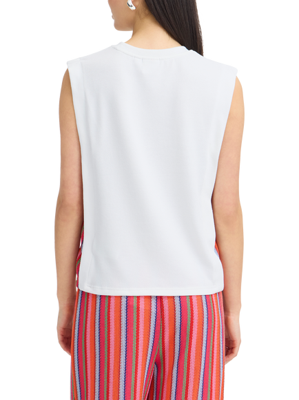 ICHI Ihlibella Side Stripe Detail Vest Top, Cloud Dancer - view 2, Cloud Dancer