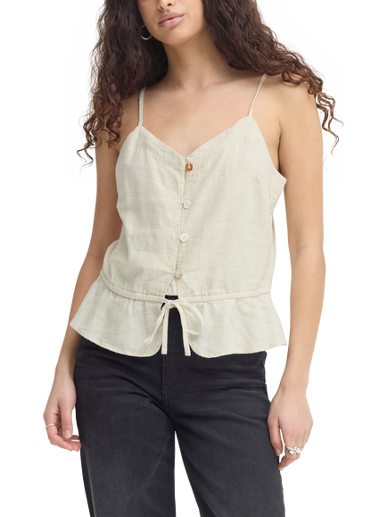 ICHI Ihlinno Linen Blend Camisole, Natural Ecru