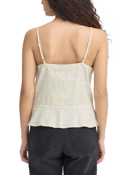 ICHI Ihlinno Linen Blend Camisole - view 2, Natural Ecru