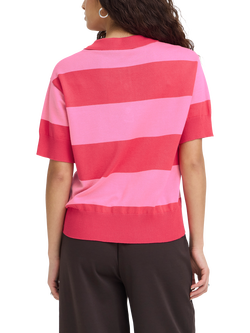 ICHI Luls Striped Polo Shirt, Pink Stripe - view 2, Wide Azalea Pink Str