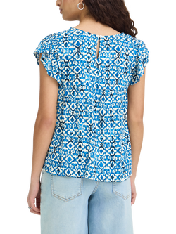 ICHI IhMarrakech Ikat Print V-Neck Blouse, Blue - view 2, Blue