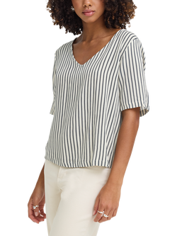 ICHI Ihmarrakech Striped V-Neck Top, Total Eclipse/Multi, Total Eclipse/Multi
