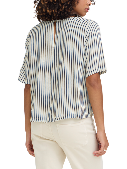 ICHI Ihmarrakech Striped V-Neck Top, Total Eclipse/Multi - view 2, Total Eclipse/Multi