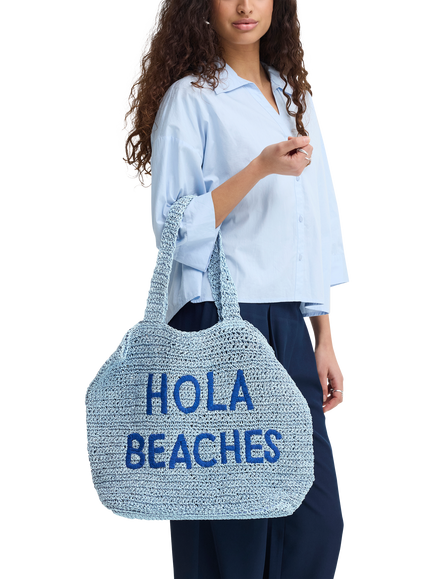 ICHI Iasvea Hola Beaches Tote Bag, Powder Blue, Powder Blue
