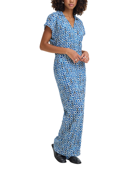 ICHI Ihmarrakech Ikat Print Jumpsuit, Sodalite Blue/Multi, Sodalite Blue/Multi