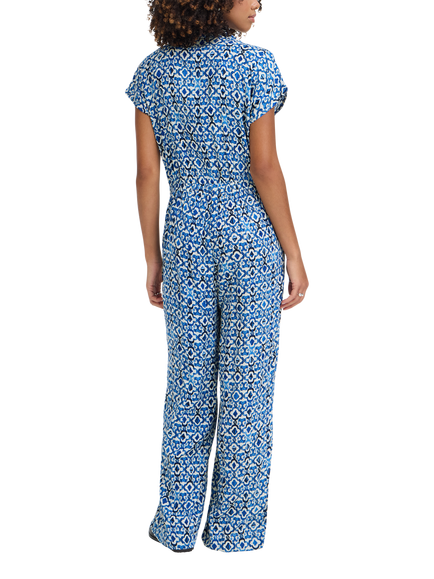 ICHI Ihmarrakech Ikat Print Jumpsuit, Sodalite Blue/Multi - view 2, Sodalite Blue/Multi