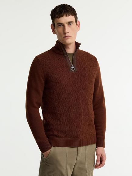 Barbour Danforth Wool Blend Half-Zip Jumper, Soil, Soil