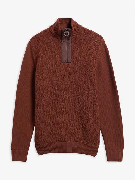 Barbour Danforth Wool Blend Half-Zip Jumper, Soil - view 2, Soil