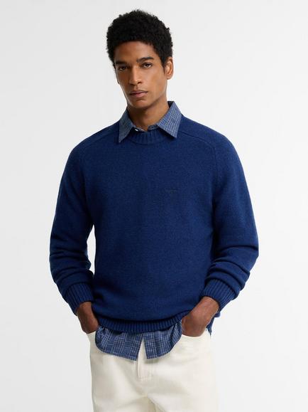 Barbour Newtown Crew Neck Jumper, Inky Blue, Inky Blue