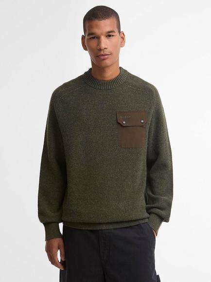 Barbour Stockham Crew Neck Wool Jumper, Beech, Beech