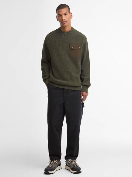Barbour Stockham Crew Neck Wool Jumper, Beech - view 2, Beech