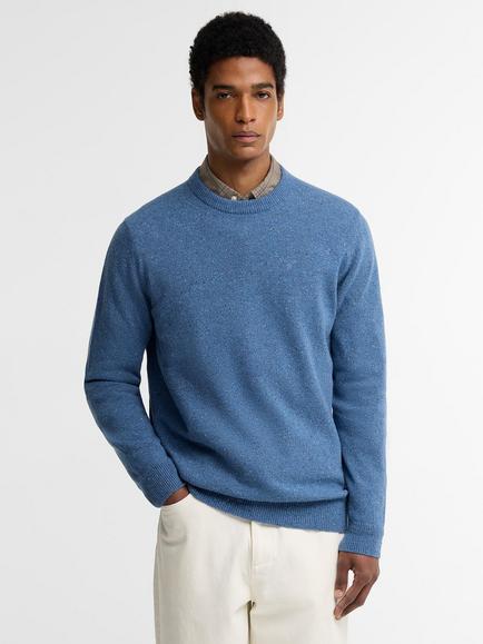 Barbour Tisbury Crew Neck Wool Blend Jumper, Tarn Blue, Tarn Blue