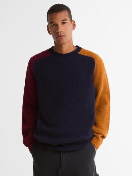 Barbour Colourblock Wool Jumper, Navy, Navy