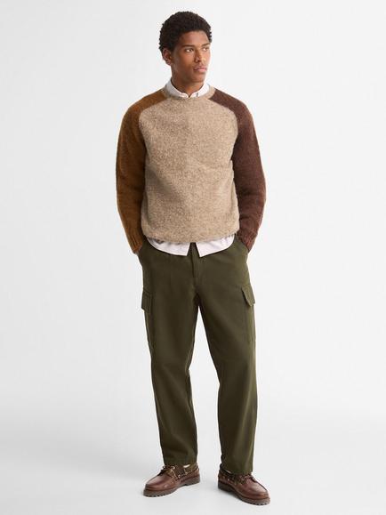 Barbour Colourblock Wool Jumper, Light Stone - view 2, Light Stone