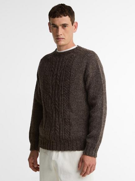 Barbour Wool Cable Knit Jumper, Medium Brown, Medium Brown