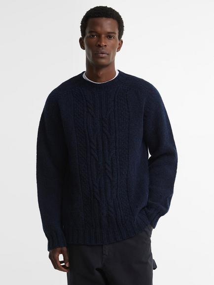Barbour Wool Cable Knit Jumper, Navy, Navy