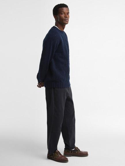 Barbour Wool Cable Knit Jumper, Navy - view 2, Navy