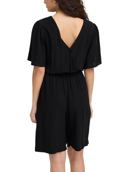 ICHI Ihmarrakech V-Neck Playsuit, Black - view 2, Black