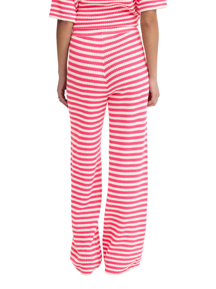 ICHI Ihlorianna Striped Wide Leg Trousers, Azalea/Birch - view 2, Azalea/Birch
