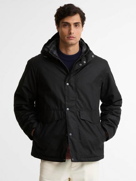 Barbour International Everrett Waxed Cotton Waxed Jacket, Black, Black