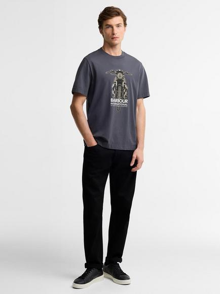 Barbour International Causey Cotton Graphic Crew Neck T-Shirt, Asphalt - view 2, Asphalt