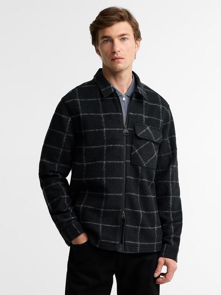 Barbour International Payne Checked Fleece Shirt, Black, Black