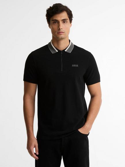 Barbour International Newport Cotton Polo Shirt, Black, Black