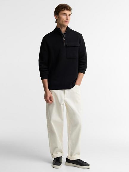 Barbour International Burley Cotton Blend High Neck Cardigan, Black - view 2, Black