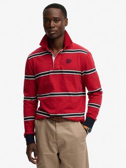 Superdry Vintage Athletic Stripe Rugby Top, Red, Red