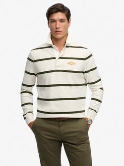 Superdry Vintage Athletic Stripe Rugby Top, White/Stripe, Athletic Whitestripe